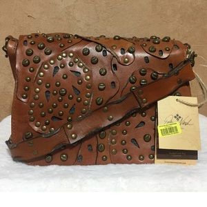 NWT Patricia Nash Studded Link Perf Rosa Brown Bag